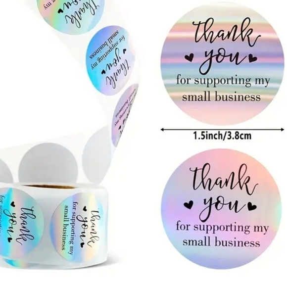 100pk DELIGHT YOUR CUSTOMERS W/ COLORFUL HOLOGRAPHIC THANK YOU CARDS & LABELS - Picture 12 of 12